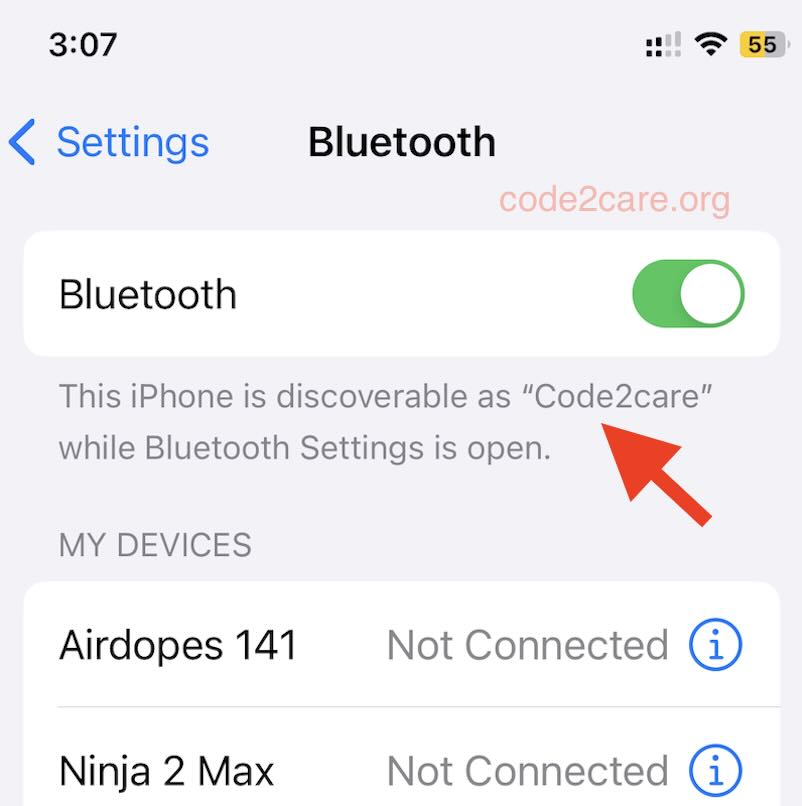 After - The bluetooth name is - Code2care